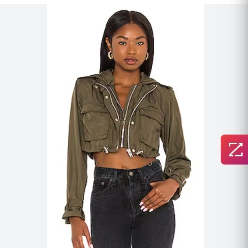 H:ours cargo double zipper crop jacket. Size M. Great for fall.